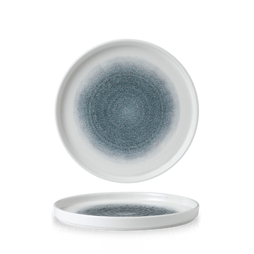 Raku Topaz Blue Round Walled Plate 21cm